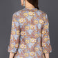 Ahika Grey Floral Cotton Blend Printed Straight Tunic - Swadesiicart