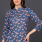 Ahika Blue Cotton Blend Floral Printed Straight Tunic - Swadesiicart