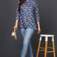 Ahika Blue Cotton Blend Floral Printed Straight Tunic - Swadesiicart