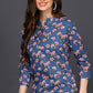 Ahika Blue Cotton Blend Floral Printed Straight Tunic - Swadesiicart