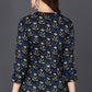 Ahika Black Cotton Blend Ethnic Motifs Printed Straight Tunic - Swadesiicart
