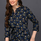 Ahika Black Cotton Blend Ethnic Motifs Printed Straight Tunic - Swadesiicart