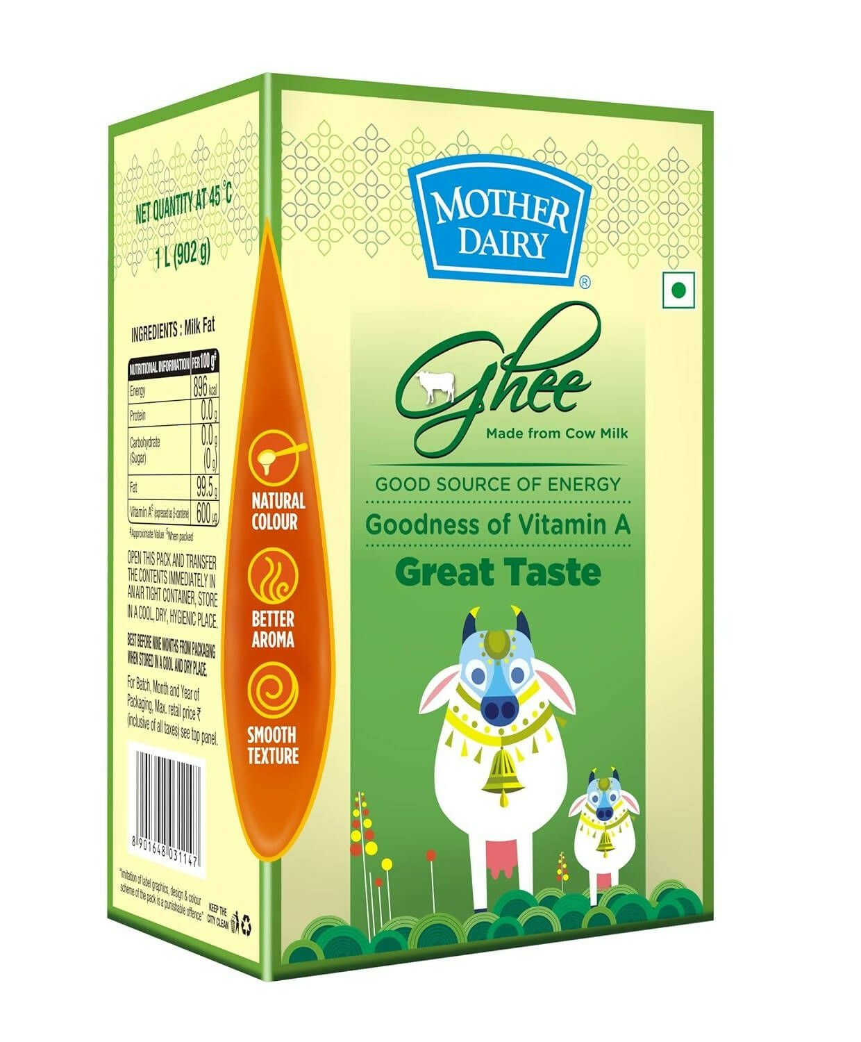 Mother Dairy Cow Ghee Ceka Pack | Good For Overall Health And Strength | Certified Cultured Ghee - Swadesiicart