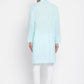 Even Apparels Pure Cotton Blue Color Men's Kurta With Band Collar | Swadesiicart