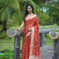 Vishnu Weaves Women's Red Organza Silk Zari Woven Saree with Blouse - Swadesiicart