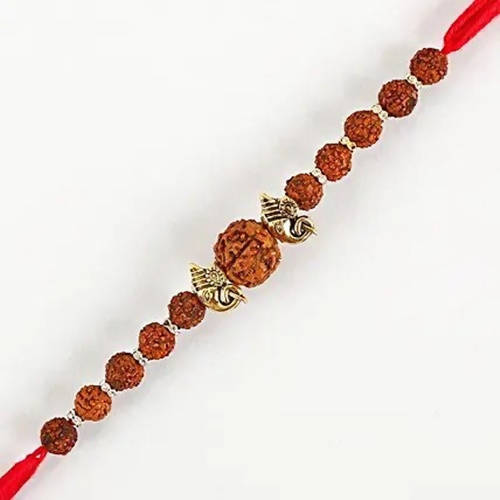 Rudraksha Divinity Rakhi & Kaju Katli Box | Swadesiicart