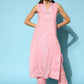 Ahalyaa Women Pink Colour Cotton Silver Foil Printed Kurta Pant Set | Swadesiicart