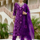The52 Purple Women's Gorgeous Rayon Embroidered Straight Kurta with Pant And Dupatta Set - Swadesiicart