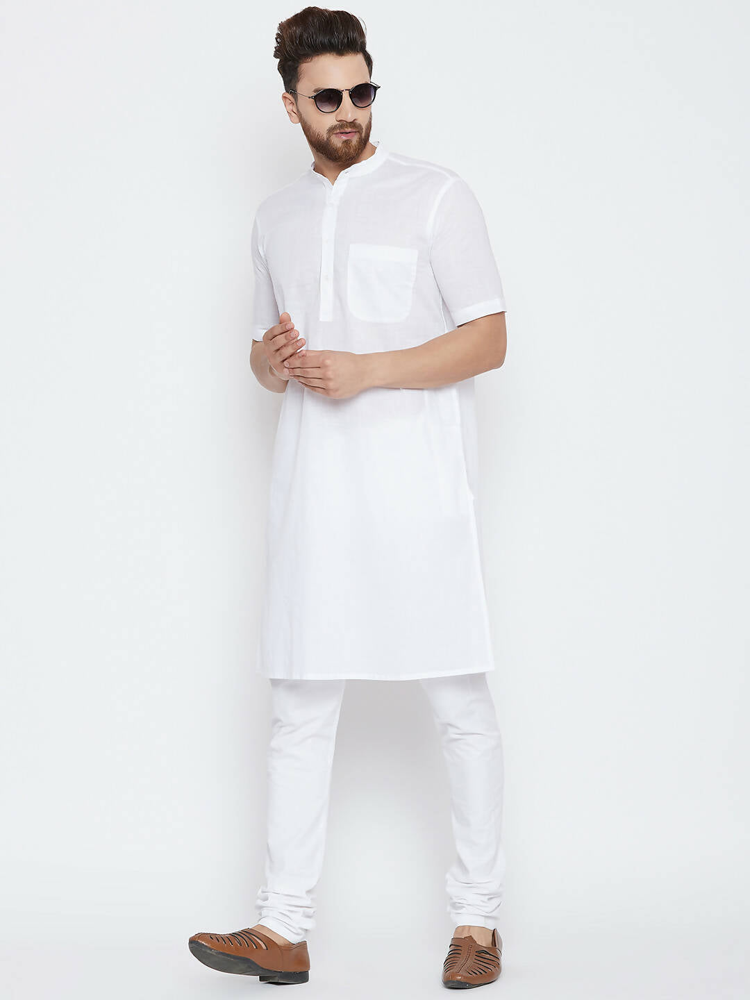 Even Apparels White Color Pure Cotton Men's Kurta With Band Collar | Swadesiicart