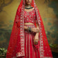 House of Panchhi Red Pure Silk Moti & Zarkan heavy embroidery Lehenga choli & Dupatta | Swadesiicart