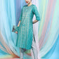 Cheera Embellished Daily Wear Cotton Blend Kurta - Turquoise Green - Cheera