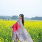 Vishnu Weaves Women's Red Soft Tussar Silk Saree with Blouse - Swadesiicart