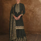 Anaita Black Silk Readymade Palazzo Suit with Swarovski Work