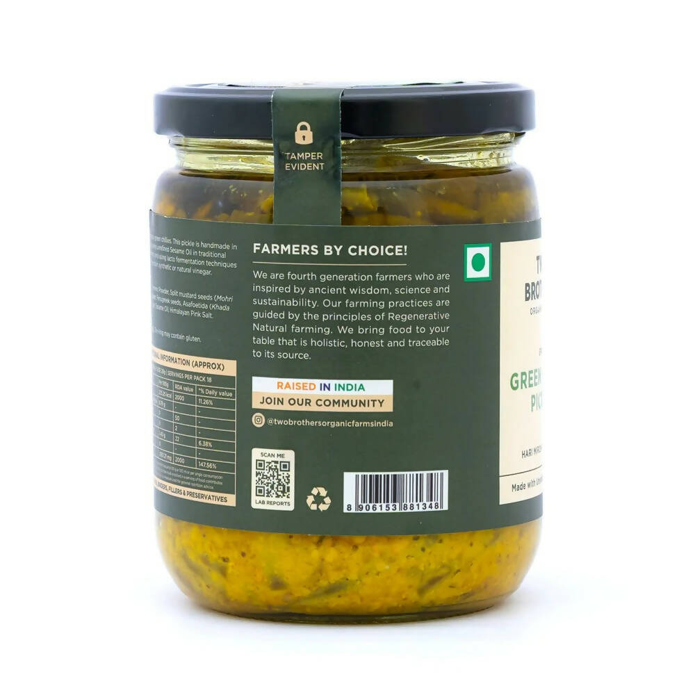 Two Brothers Organic Farms Spicy Green Chilly Pickle - Swadesiicart