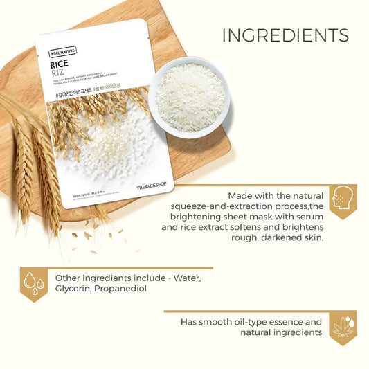 The Face Shop Real Nature Rice Face Mask - Korean Skincare - Swadesiicart