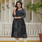 Juniper Women's Black Abstract Printed Kurta With Sequins - Swadesiicart