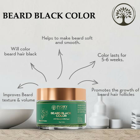 Ivory Natural Beard Black Color Organic - Instant Natural Plant Based Beard Color Powder | Swadesiicart