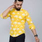 Miravan Men's Yellow and White Floral Printed Full Sleeves Cotton Casual Shirt | Swadesiicart