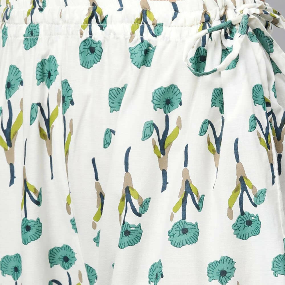 Anubhutee Women's Straight Regular Printed White Night Suit | Swadesiicart