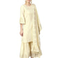 Ahalyaa Cream Crepe Glitter Print Kurta Sharara Set With Dupatta | Swadesiicart