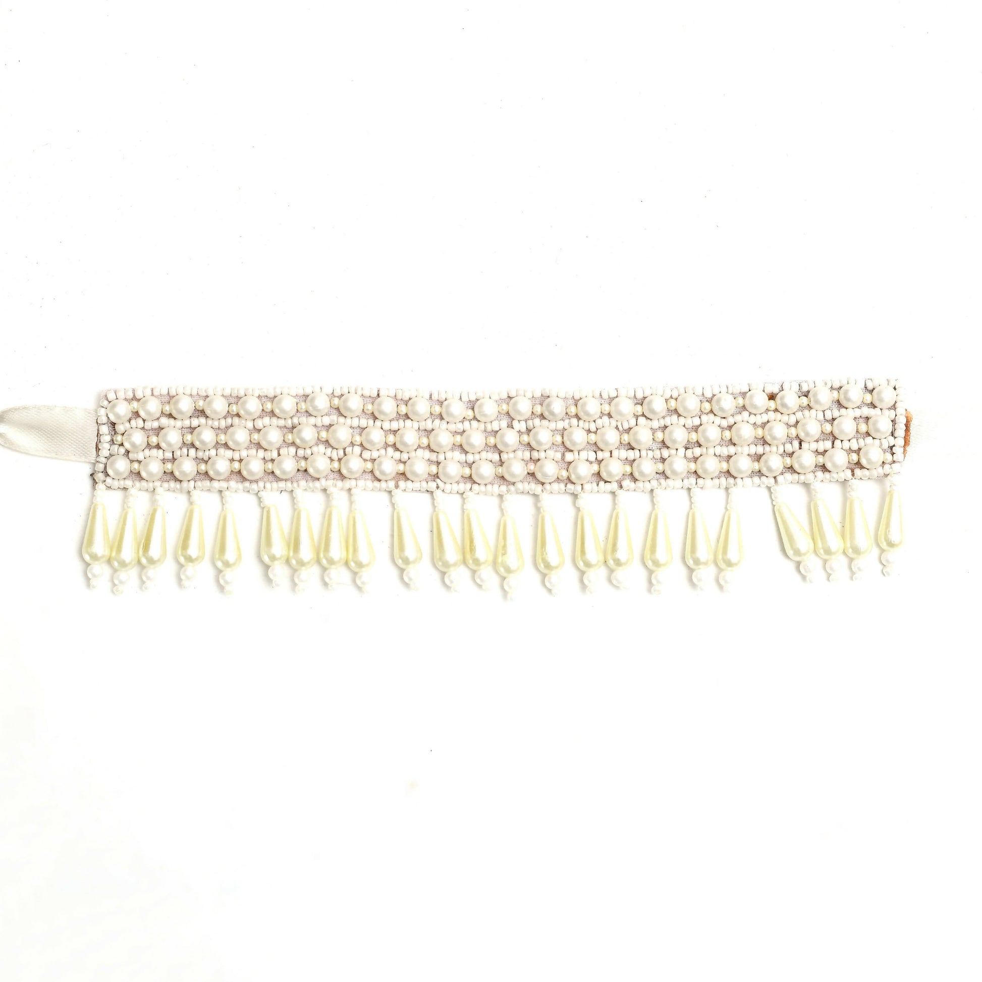 Mominos Fashion Johar Kamal Off White Handicraft Pearls Necklace with Earrings For Women - Swadesiicart