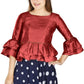 Aastha Fashion Women's Maroon Art Silk Bell Sleeves attire with Poly Cotton Lining Blouse