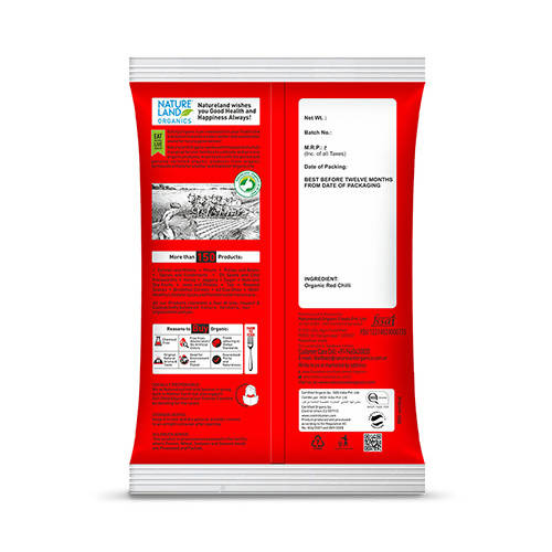 Nature Land Organics Red Chilli Whole - Swadesiicart