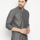 Even Apparels Grey Color Pure Cotton Short Men's Beautiful Kurta With Band Collar | Swadesiicart