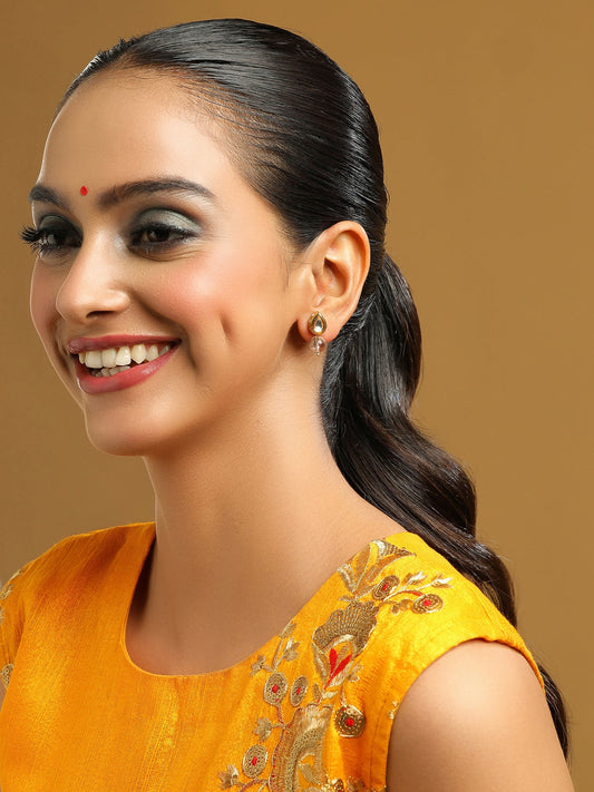 Ruby Raang White Clear Quartz Kundan Studs | Swadesiicart