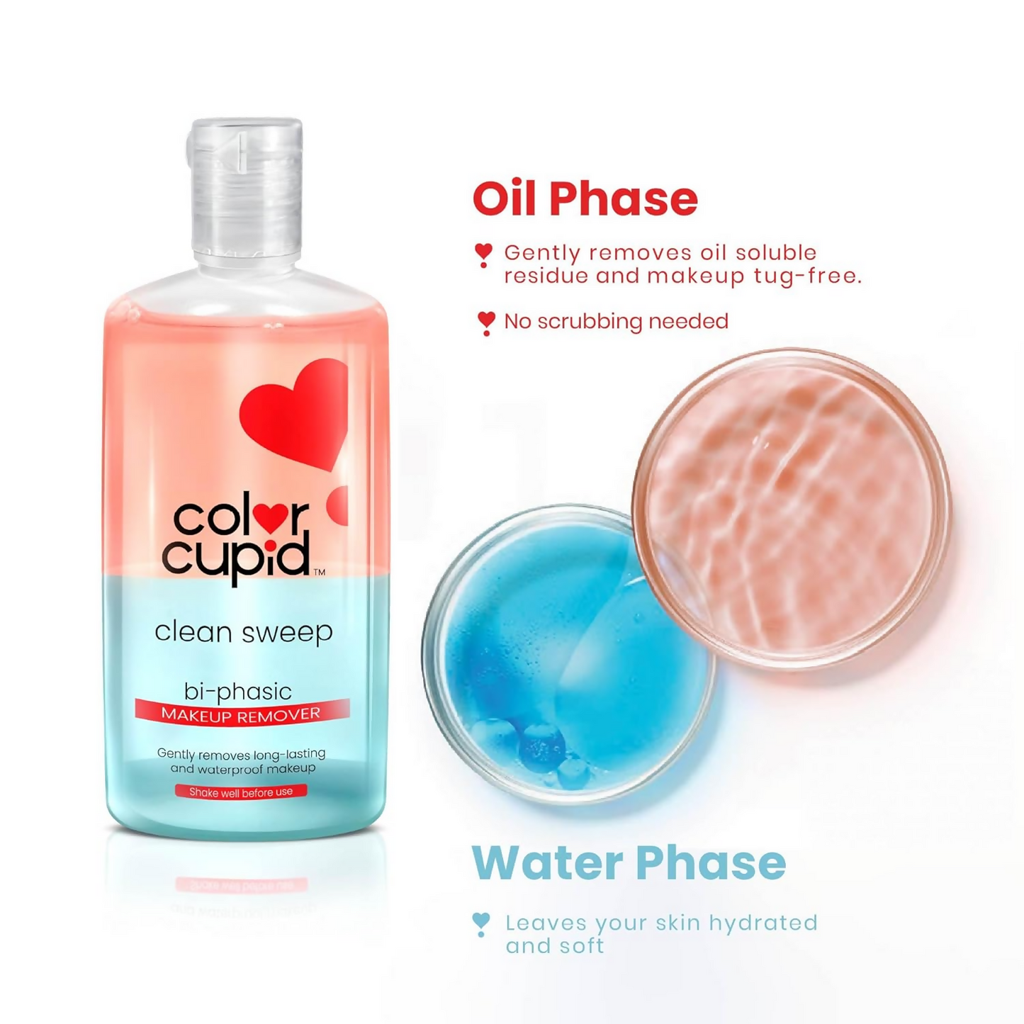 Color Cupid Bi-Phase Makeup Remover | For lips, eyes and face - Swadesiicart