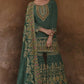 Anaita Dark-Green Silk Readymade Palazzo Suit with Swarovski Work