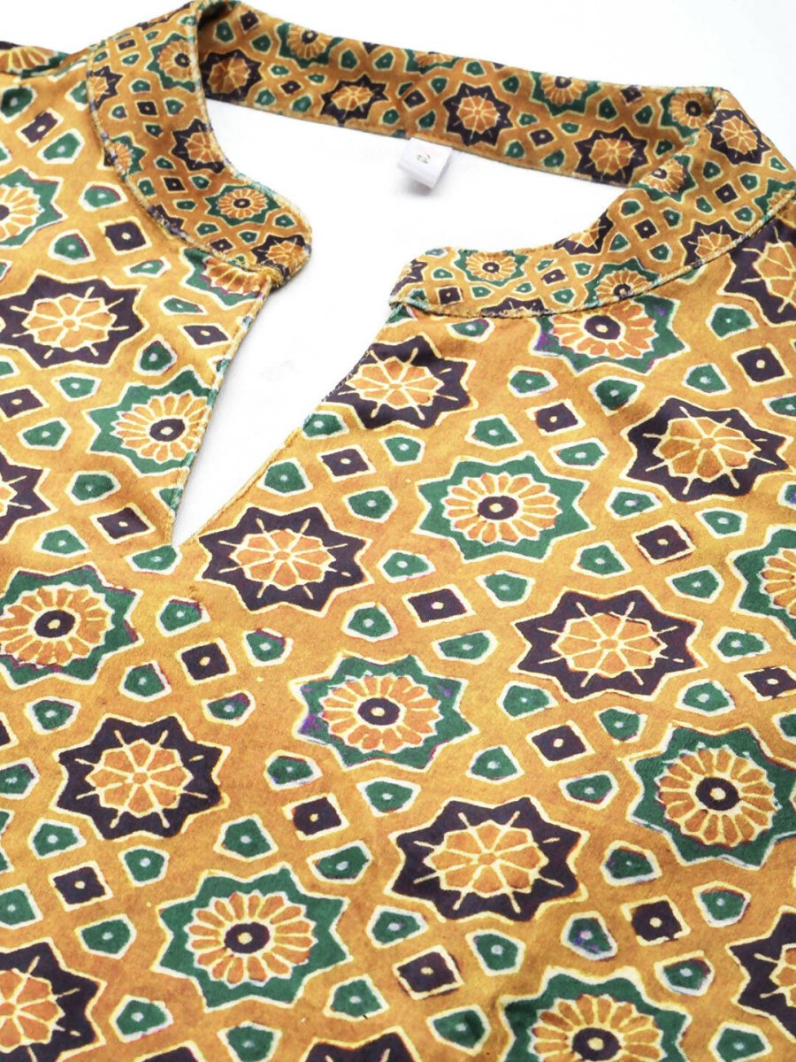 Ahalyaa Women's Traditional wear Kurta - Mustard | Swadesiicart