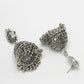 NVR Women's Silver-Toned Peacock Design German Silver Oxidised Dome Shaped Jhumka Earrings | Swadesiicart