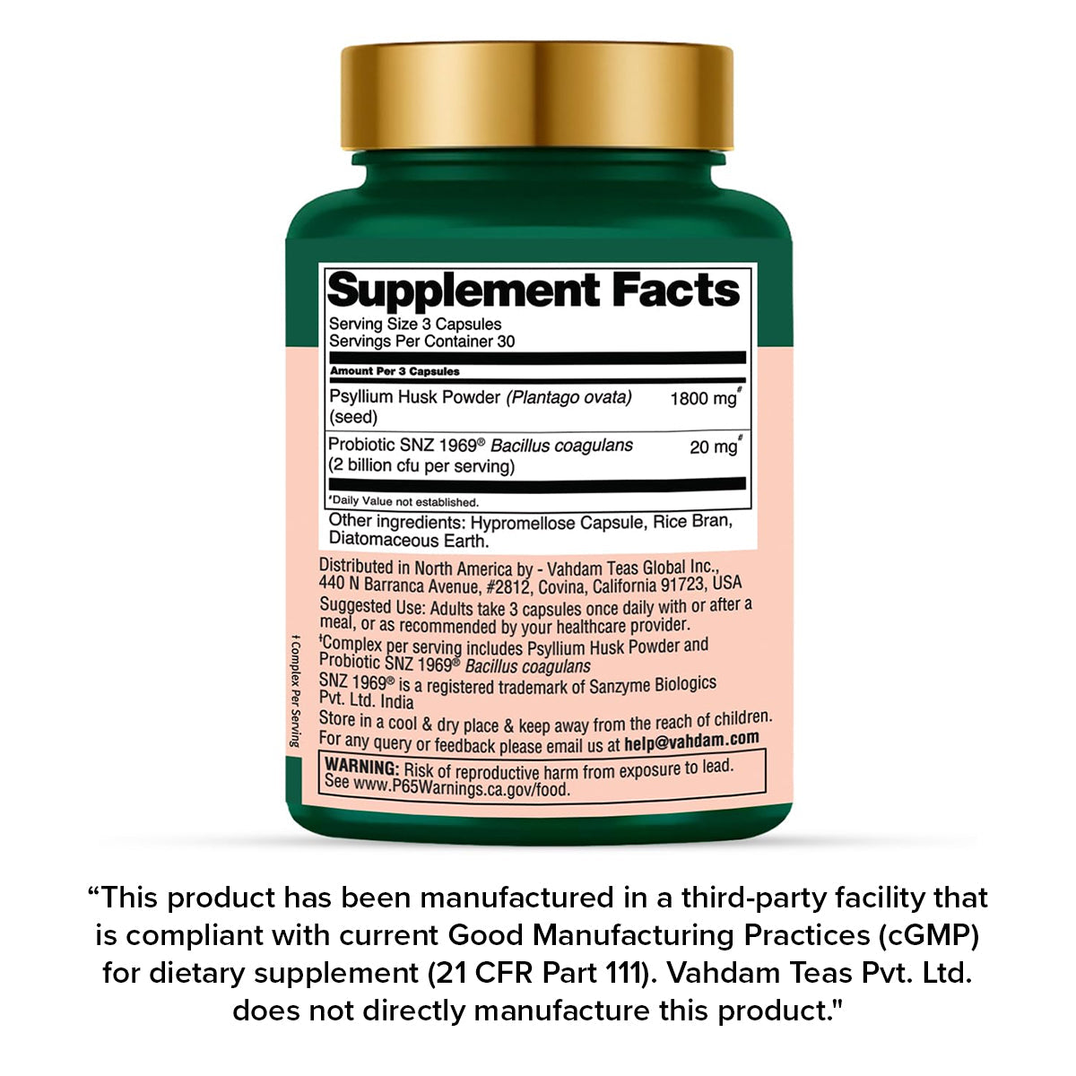 Psyllium Husk 1820mg with Probiotics (2 Billion CFU)