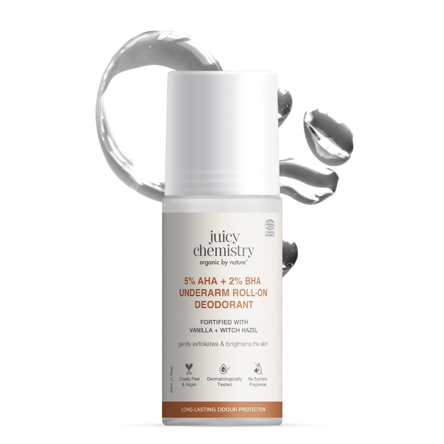 5% AHA + 2% BHA Underarm Roll-on Deodorant Fortified with Vanilla + Witch Hazel