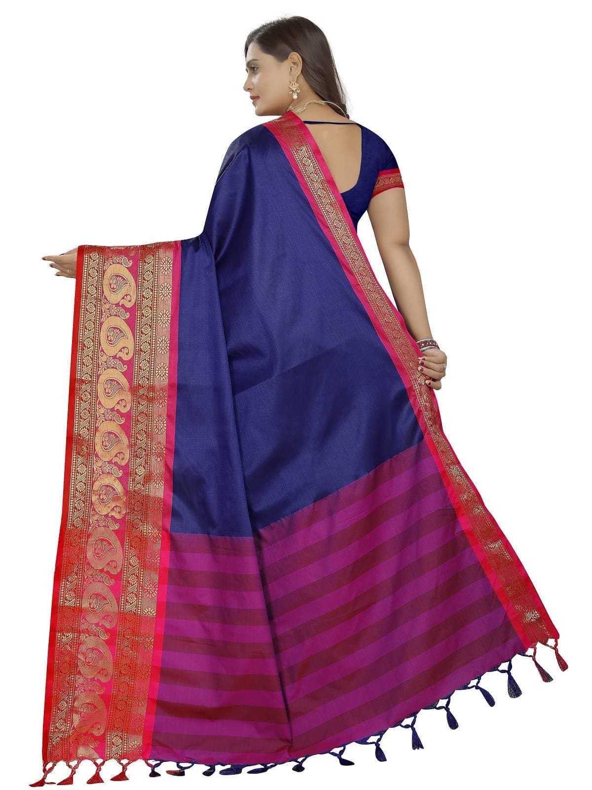 Vamika Banarasi Silk Royal Blue Weaving Saree | Swadesiicart