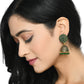 Mominos Fashion Johar Kamal Beautiful Kundan Work Jhumka With Green Beads - Swadesiicart