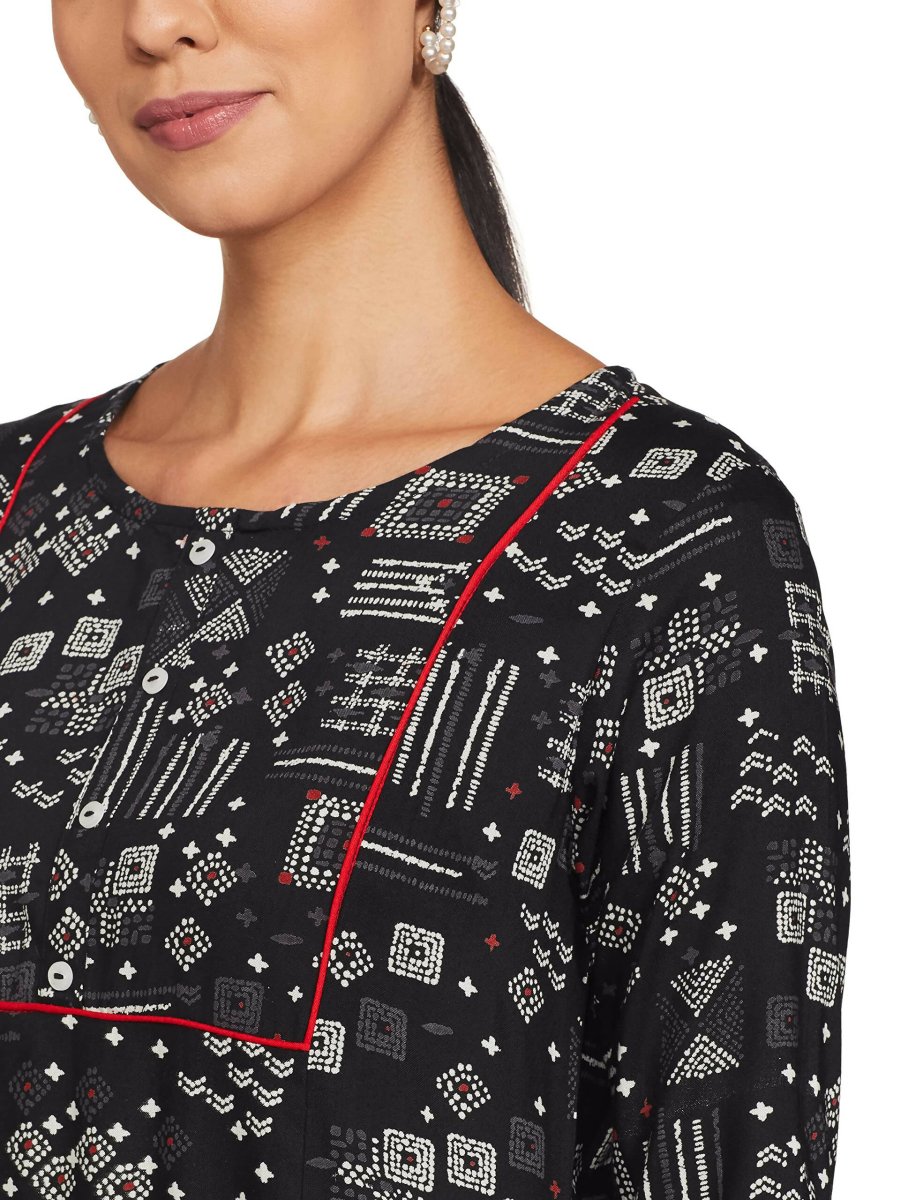 Anubhutee Women's Rayon Regular A-Line Black Kurta | Swadesiicart