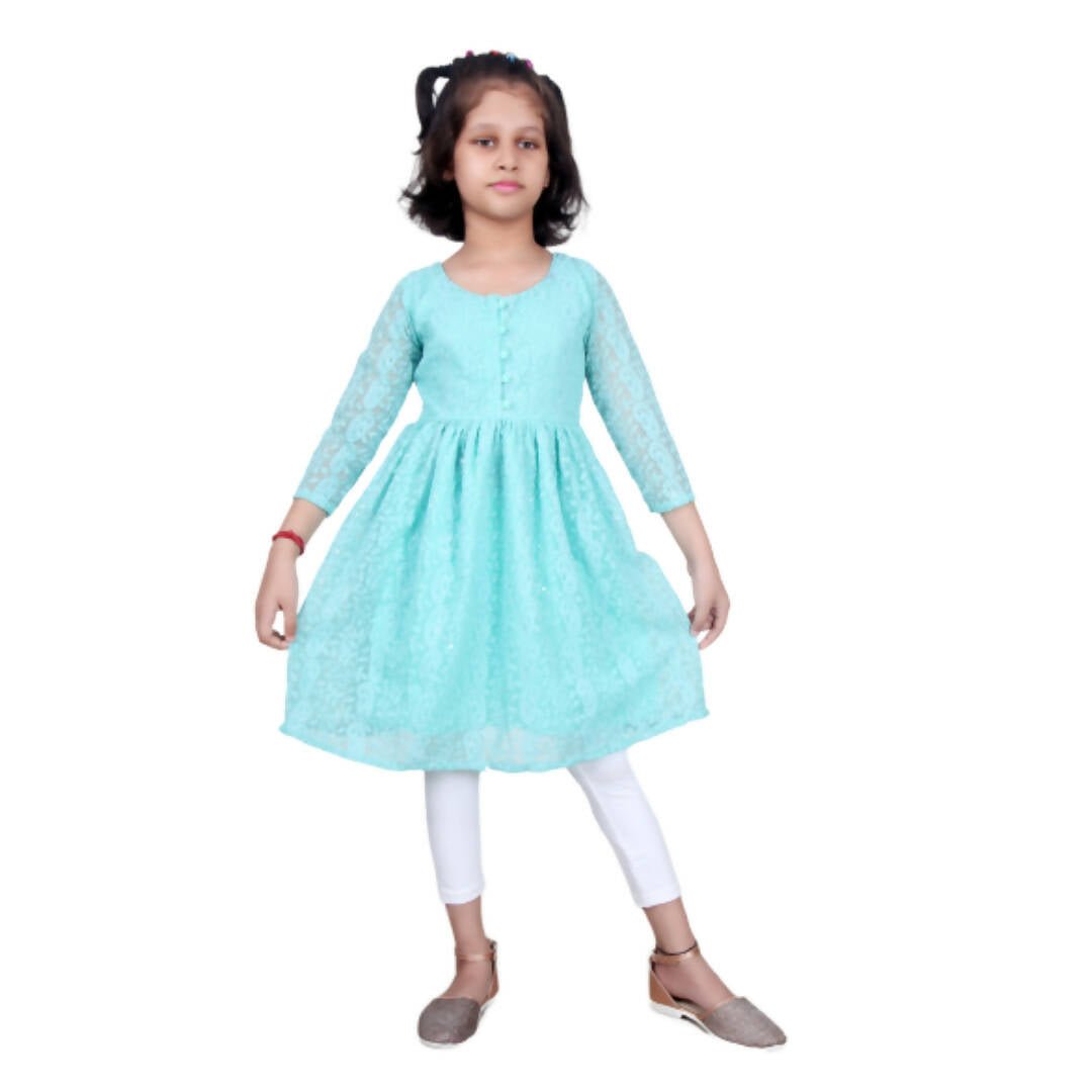 Akarshan viscose Lukhnowi Chikankari Anarkali kurta with Leggings - Green | Swadesiicart