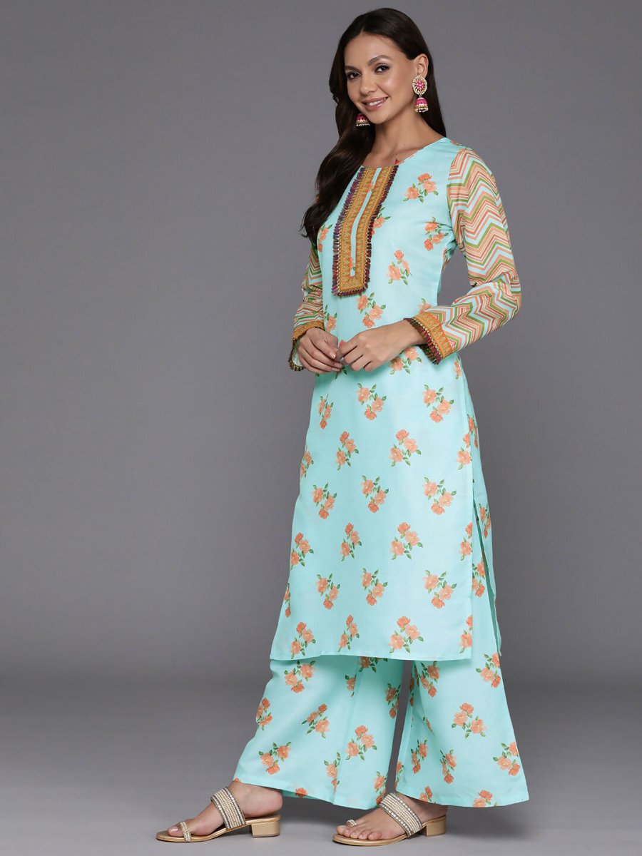 Ahalyaa Women's Traditional wear Kurta Set - Blue | Swadesiicart