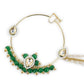 Gold-Polished White Green Kundan-Studded Pearl Beaded Nosepin - Ruby Raang | Swadesiicart