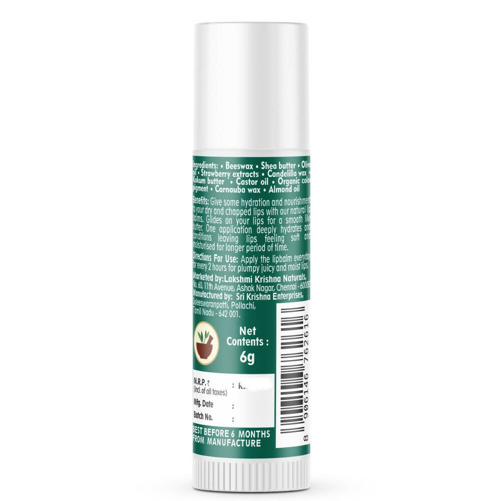 Lakshmi Krishna Naturals Strawberry Lip Balm - Swadesiicart