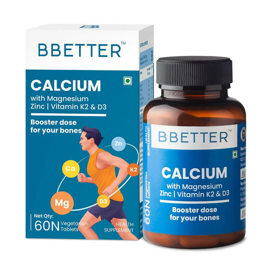 BBETTER Calcium Magnesium Zinc Tablets with Vitamin D3 & K2