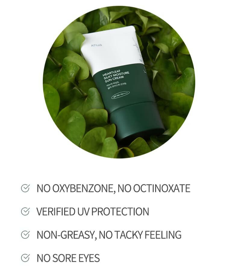 Anua Hearleaf Silky Moisture Suncream - Korean Skincare | Swadesiicart