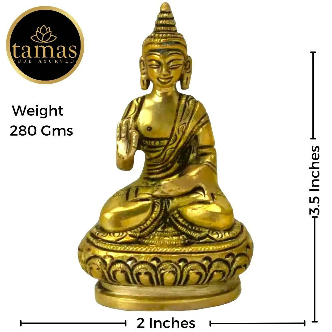 Tamas Brass Buddha Idol | Golden Finish | Spiritual Home Decor - Swadesiicart