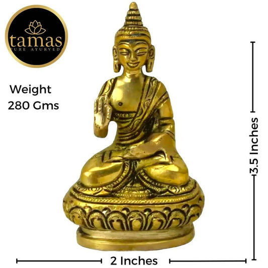 Tamas Brass Buddha Idol | Golden Finish | Spiritual Home Decor - Swadesiicart