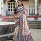 Vishnu Weaves Women's Black Soft Tussar Silk Small Zari Woven Border Saree with Blouse - Swadesiicart
