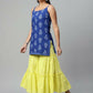 Ahalyaa Womens Royal Blue Pure Cotton Printed Tunic Sharara Set | Swadesiicart
