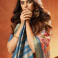 Blue Rangkat and Crepe Silk Paisley Saree With Unstitched Blouse Piece - Mohmanthan Royal Saachi