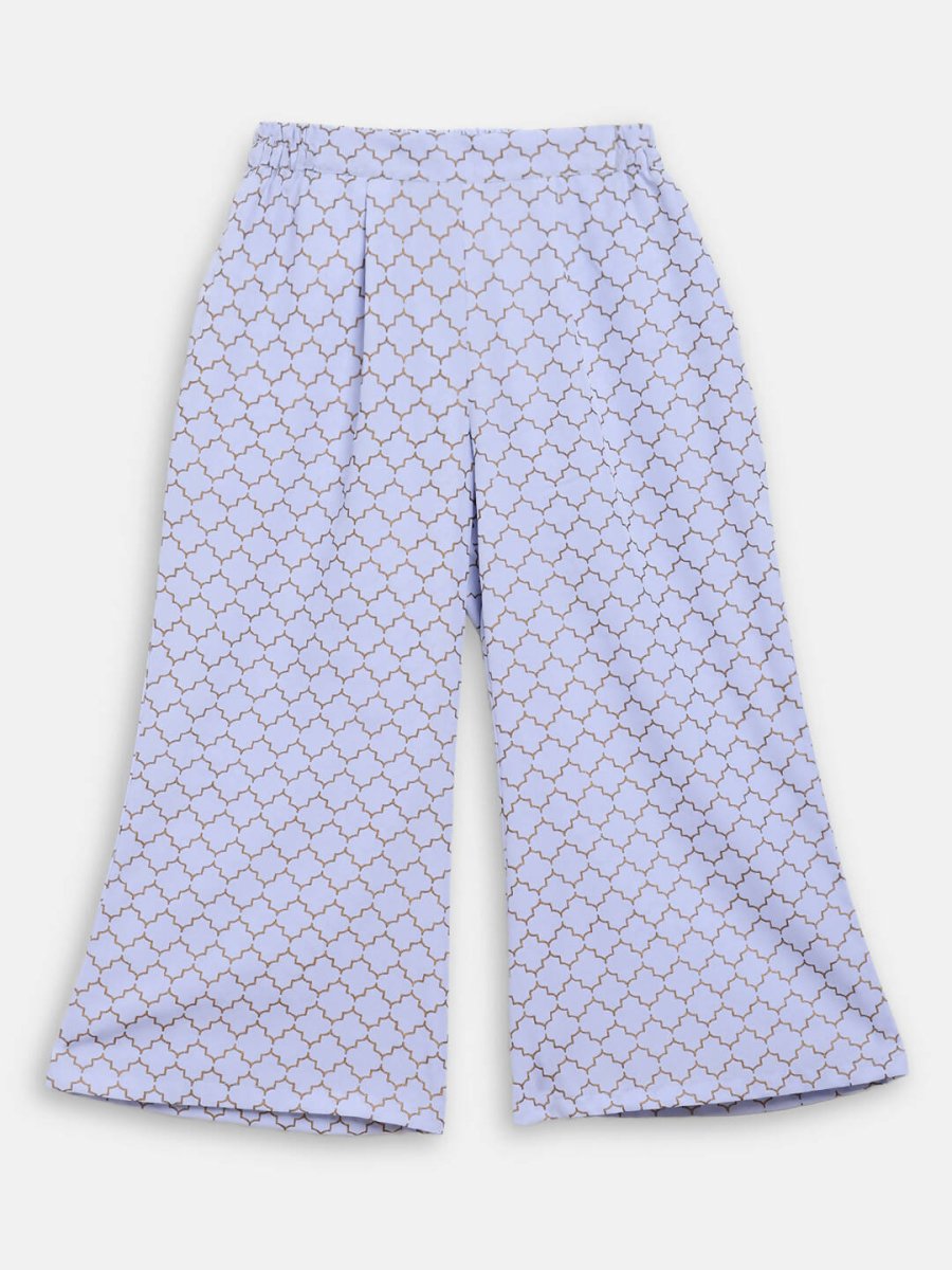 Ahalyaa Blue Crepe Printed Kids Kurta Palazzo Set For Girls | Swadesiicart